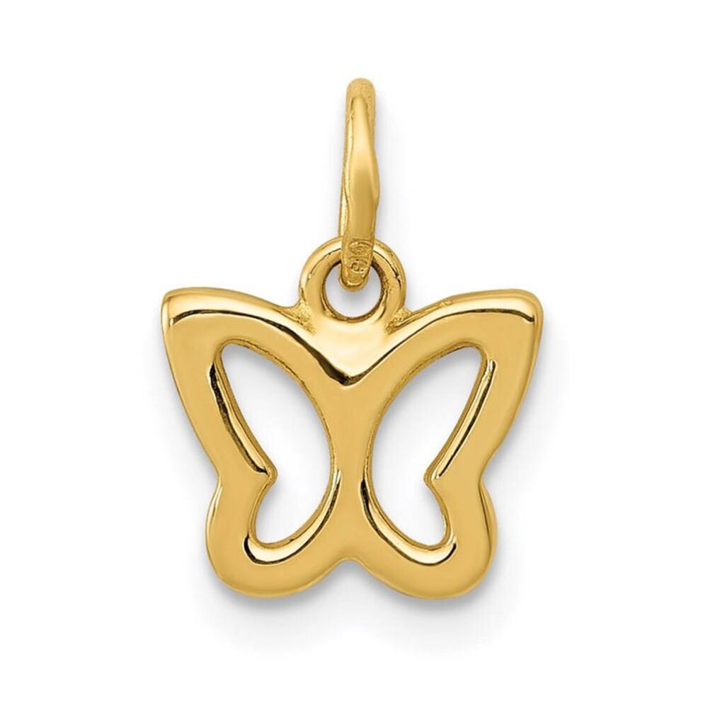 14k Yellow Gold Tiny Butterfly Charm or Pendant, 9mm (3/8 inch)